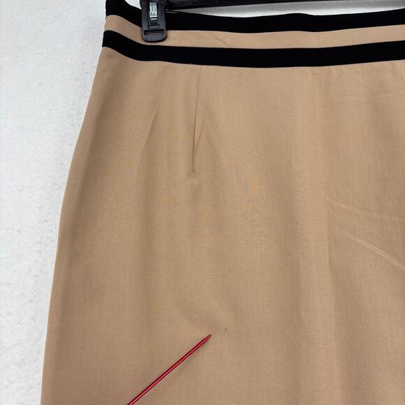 Worthington Faux Wrap Skirt Womens Size 18 Tan Black Side Zip Pencil - Picture 4 of 9